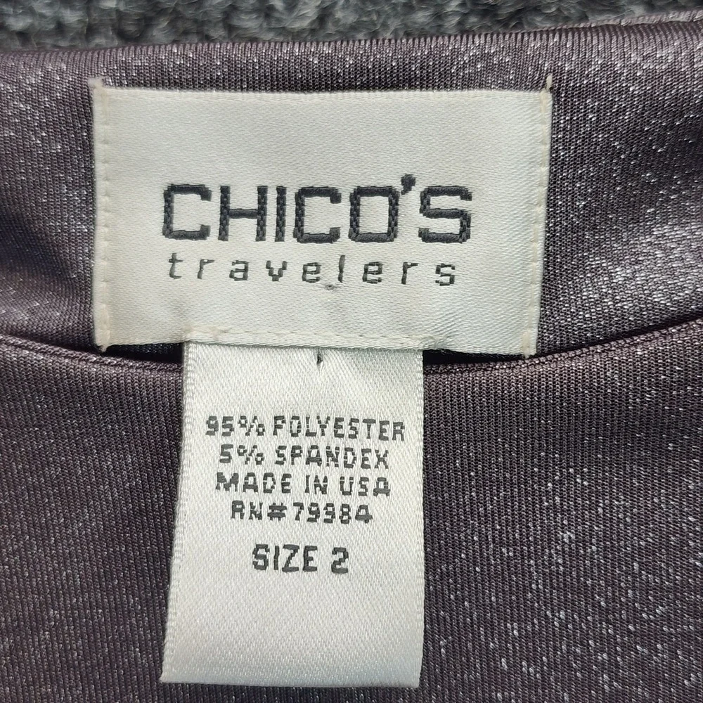 Chico's Travelers Women's Metallic Shimmer Sparkle Party Evening Top Size‎ 2